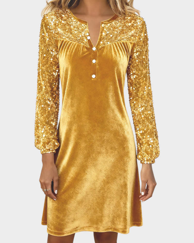Joan – Samtkleid mit Strassbesatz und V-Ausschnitt – Ansicht 7
