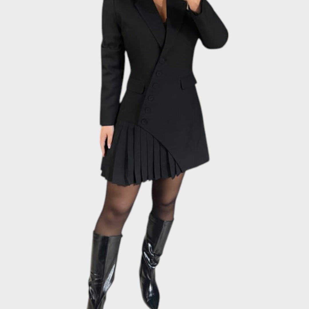 Luminita – Kleid mit Kragen und plissierter Jacke – Ansicht 3