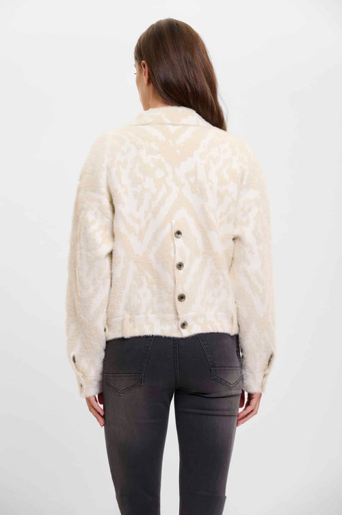 Bubbly - Locker geschnittene Jacke mit quadratischen Streifen und Ikat-Muster (Birke)