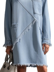 Annie – Hellblaues Mini-Jeanskleid mit Fransensaum