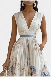 Elise – Ärmelloses plissiertes Midikleid für Damen mit Blumenmuster – Ansicht 2