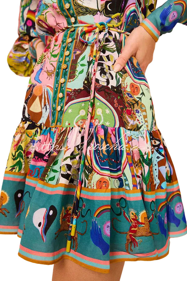 Tina – Mini-Hemdblusenkleid mit Ballonärmeln und Knöpfen