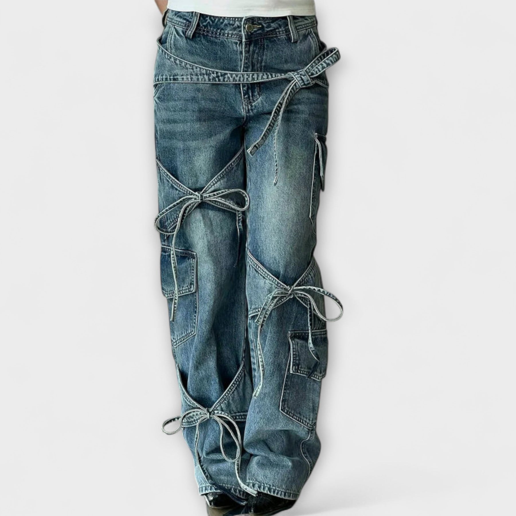 Lockere Damen-Jeans Greta mit Knotendetail – Ansicht 2