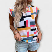 Kurzarm-Damenbluse Chloe mit Rundhalsausschnitt