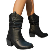 Damen-Cowboystiefel Valencia aus Leder mit spitzer Zehenpartie, wadenhoch – Ansicht 3