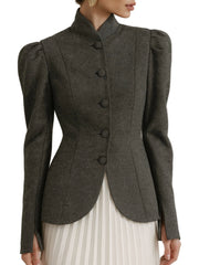 Samantha – Grauer Fischgrät-Blazer für Damen