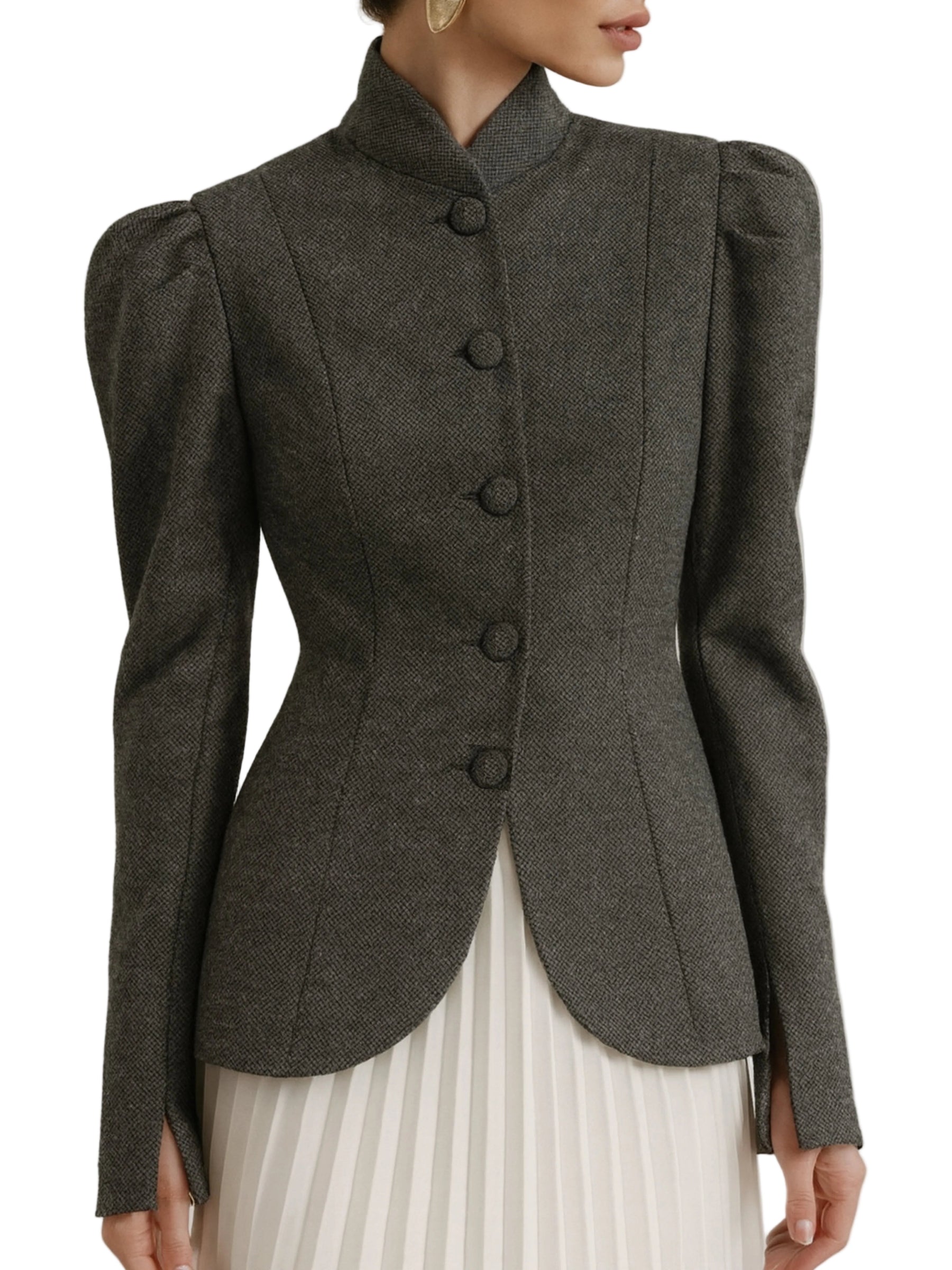 Samantha – Grauer Fischgrät-Blazer für Damen