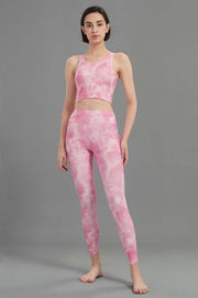 Damen-Leggings mit hohem Bund, Batikmuster und Taschen – Ansicht 2