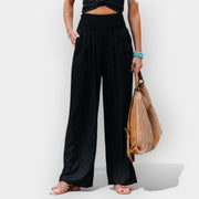 Bequeme Hose für Damen mit weitem Bein und elastischem Bund – Ansicht 7