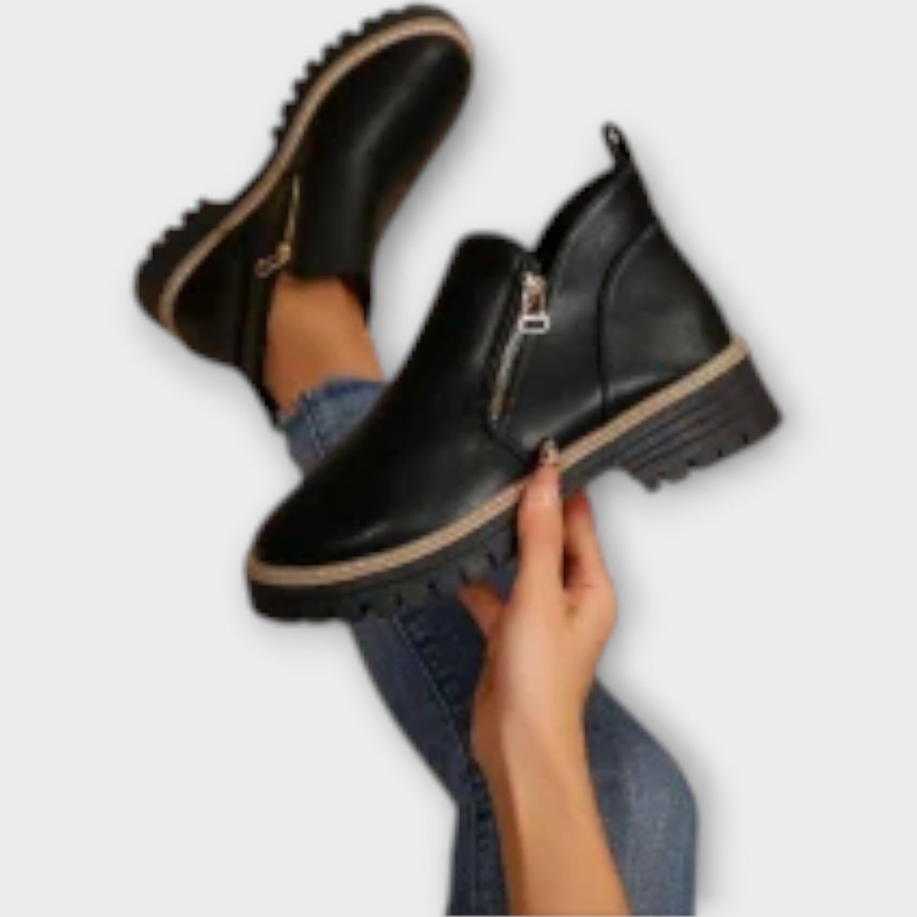 Elegante orthopädische Stiefeletten für Damen in einfarbigem Design – Ansicht 5