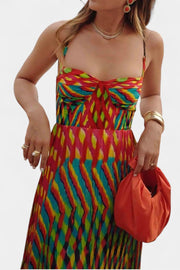Océana – Neckholder-Maxikleid für Damen mit abstraktem Muster – Ansicht 3