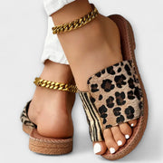 Damen-Flip-Flops mit Leopardenmuster und zweifarbiger Optik – Ansicht 4