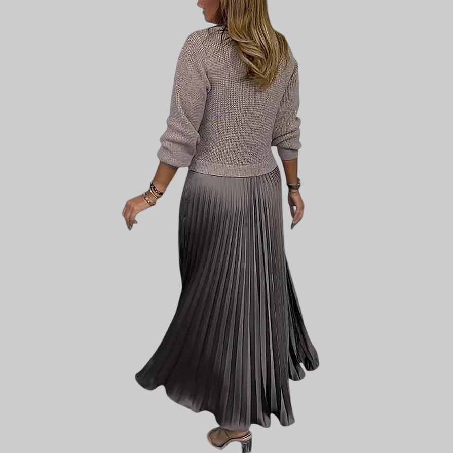 Claudia – Damen-Maxikleid mit Pullover und Plisseerock – Ansicht 2