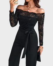 Langärmliger Damen-Spitzenjumpsuit Matilda