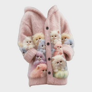 Sanya – Flauschiger Damen-Hoodie mit Katzenmuster