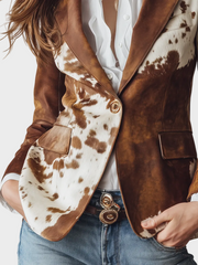 Kim – Retro-Wildlederjacke für Damen mit Kuhfellmuster – Ansicht 5