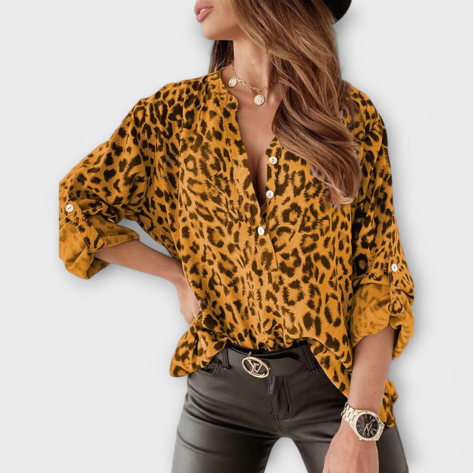 Modische Damenbluse mit Leopardenmuster – Ansicht 3