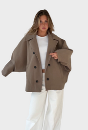 Zimtfarbene Oversize-Jacke für Damen – Ansicht 8