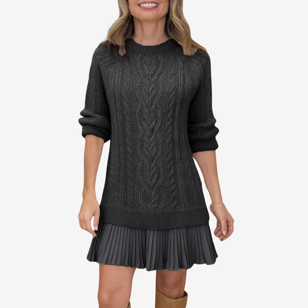 Isolde – Strickkleid für Damen mit Plisseesaum – Ansicht 7
