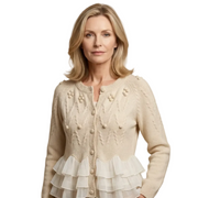 Natalie – Damen-Strickjacke mit Chiffonrüschen – Ansicht 2