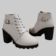 Katni – Schnürstiefeletten für Damen mit Metallschnalle und dicker Sohle – Ansicht 2