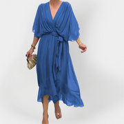 Monika – Luftiges Chiffonkleid für Damen mit V-Ausschnitt – Ansicht 7