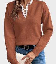 Damen-Pullover Yasmine mit Spitze und offenem Halsausschnitt – Ansicht 3