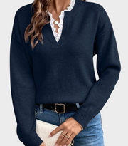 Damen-Pullover Yasmine mit Spitze und offenem Halsausschnitt – Ansicht 6