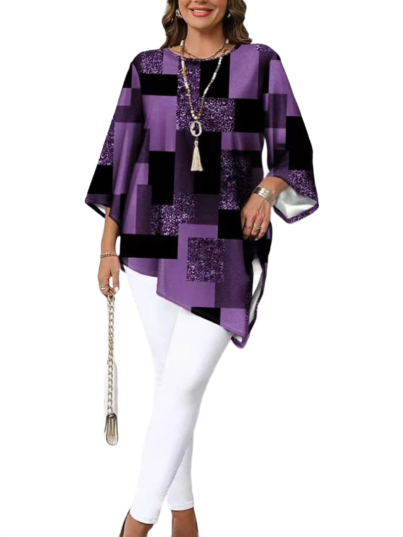 Nurit – Oversize-Bluse mit Karomuster und kurzen Ärmeln – Ansicht 7