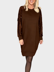 Cunningham – Kleid mit Pailletten und langen Ärmeln