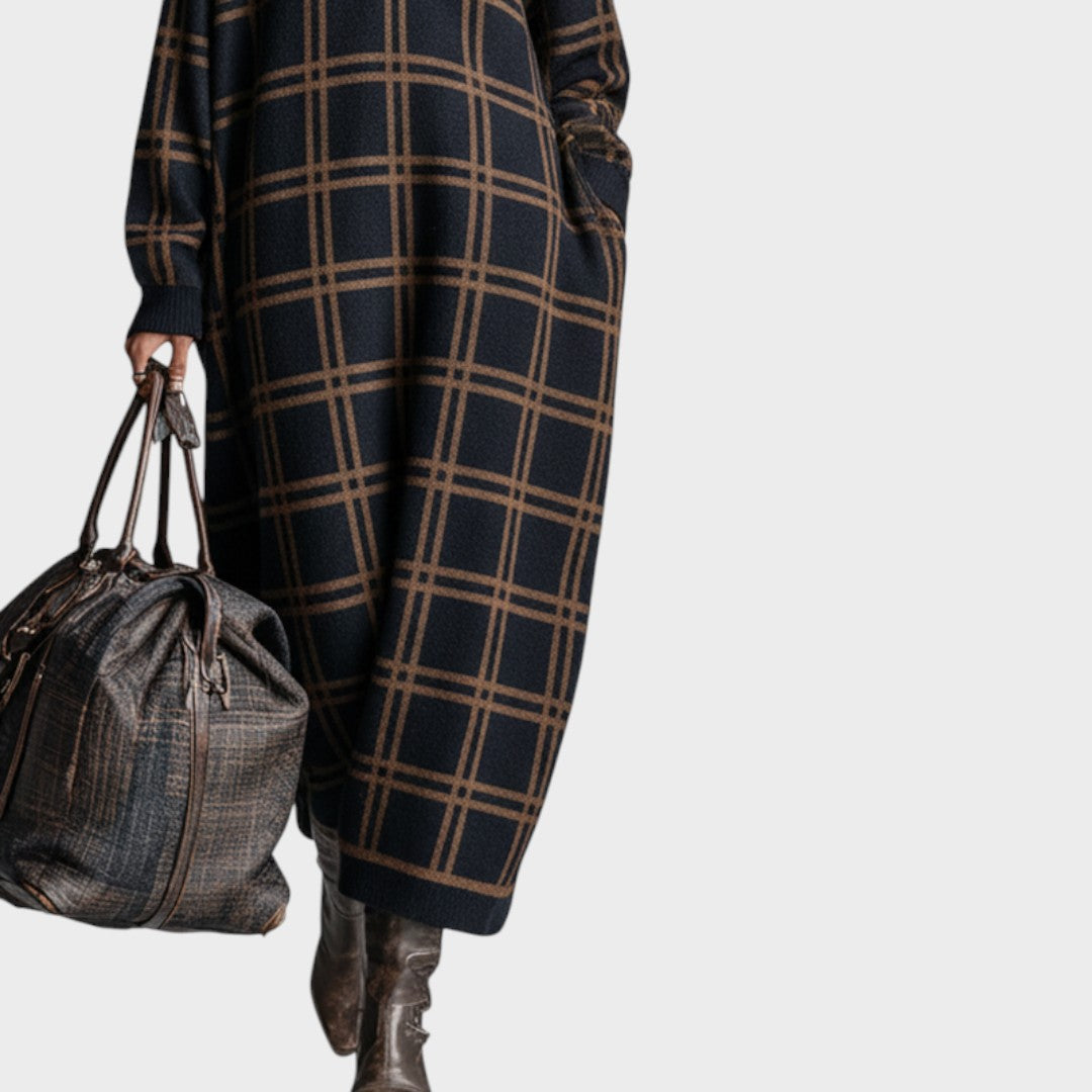 Damen-Maxikleid Vassia aus Wolle mit lockerer Passform und Reißverschluss – Ansicht 4
