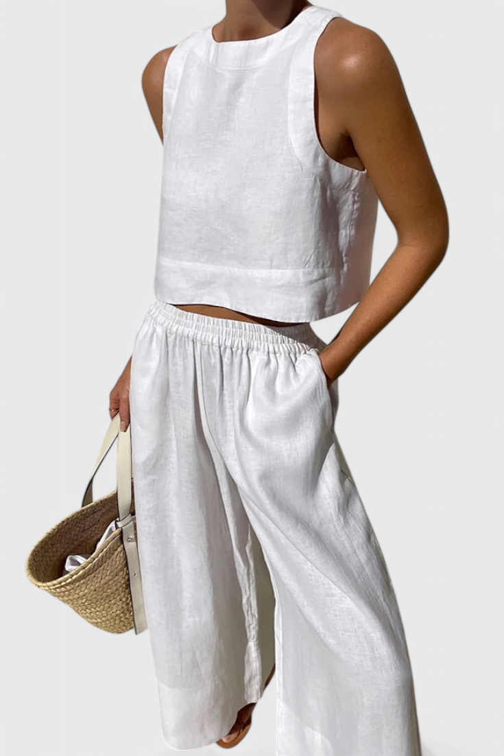 Minimalistisches Damen-Set Avelina aus Baumwolle und Leinen – Ansicht 5