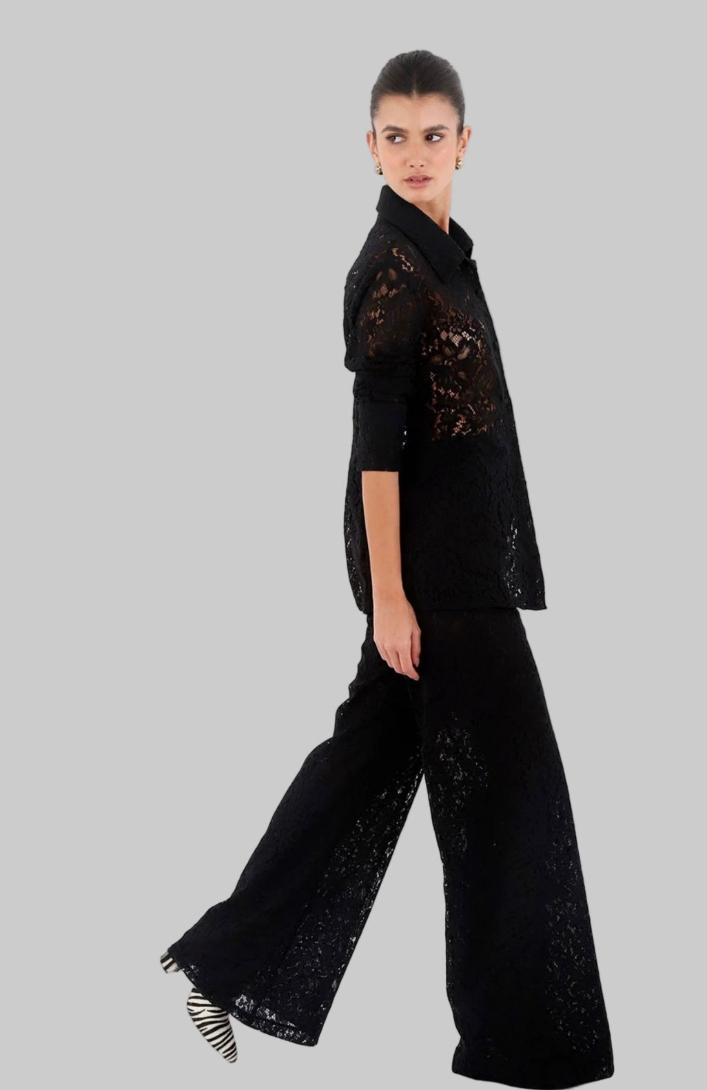 Damen-Spitzen-Set mit Hemd und Hose – Ansicht 5