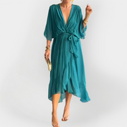 Monika – Luftiges Chiffonkleid für Damen mit V-Ausschnitt – Ansicht 9