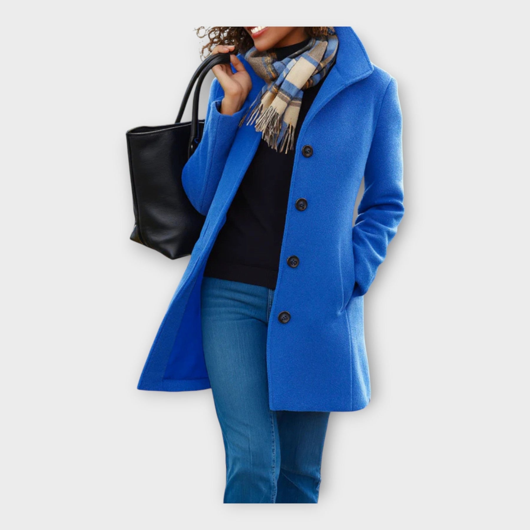 Leila – Eleganter Wollmantel für Damen mit Knöpfen – Ansicht 7