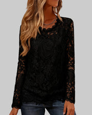 Damen-Basic-Langarmtop mit Spitze – Ansicht 8