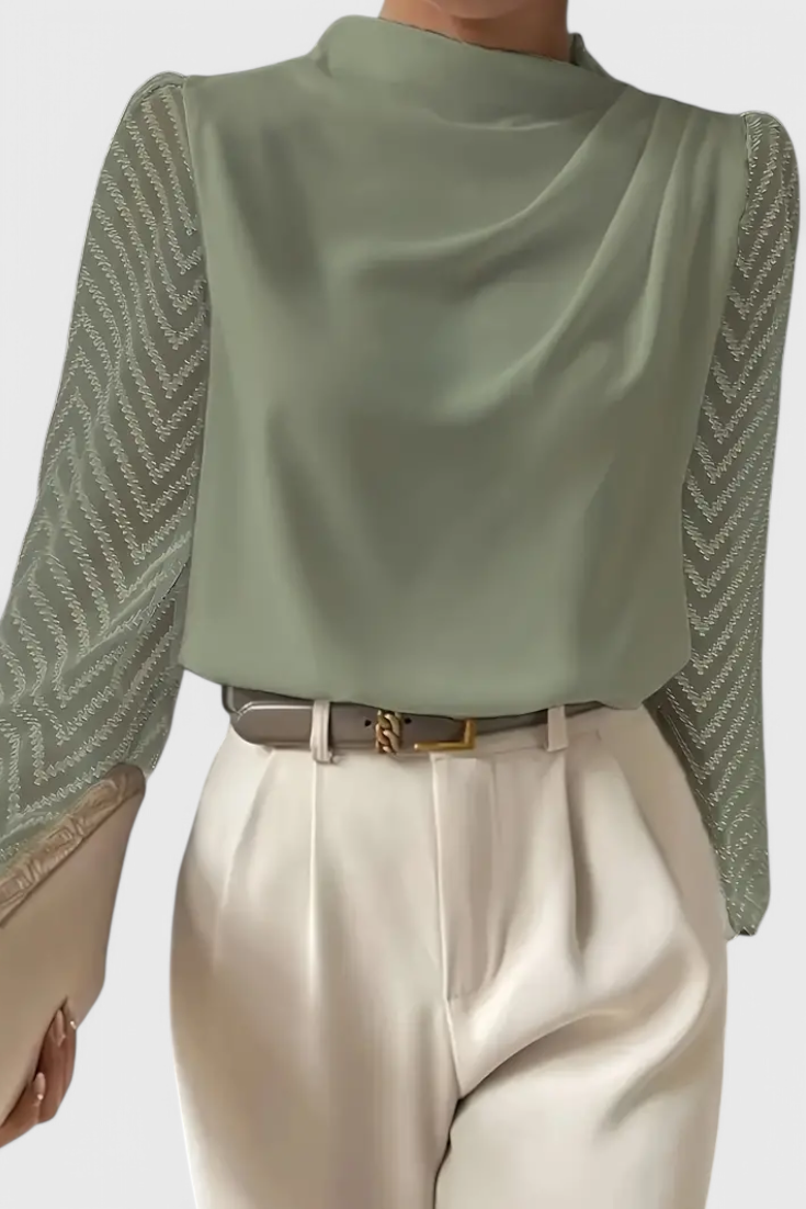 Elegante Damenbluse Zaraa mit transparenten Ärmeln – Ansicht 2