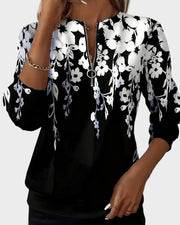 Ester – Bedrucktes Damen-Sweatshirt mit halbem Reißverschluss – Ansicht 3
