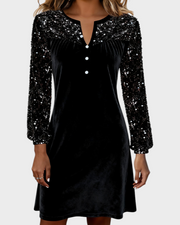Joan – Samtkleid mit Strassbesatz und V-Ausschnitt – Ansicht 5