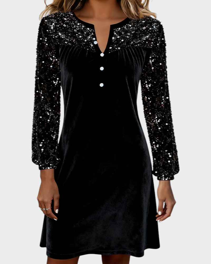 Joan – Samtkleid mit Strassbesatz und V-Ausschnitt – Ansicht 5