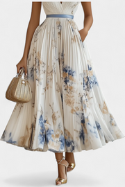 Elise – Ärmelloses plissiertes Midikleid für Damen mit Blumenmuster – Ansicht 3