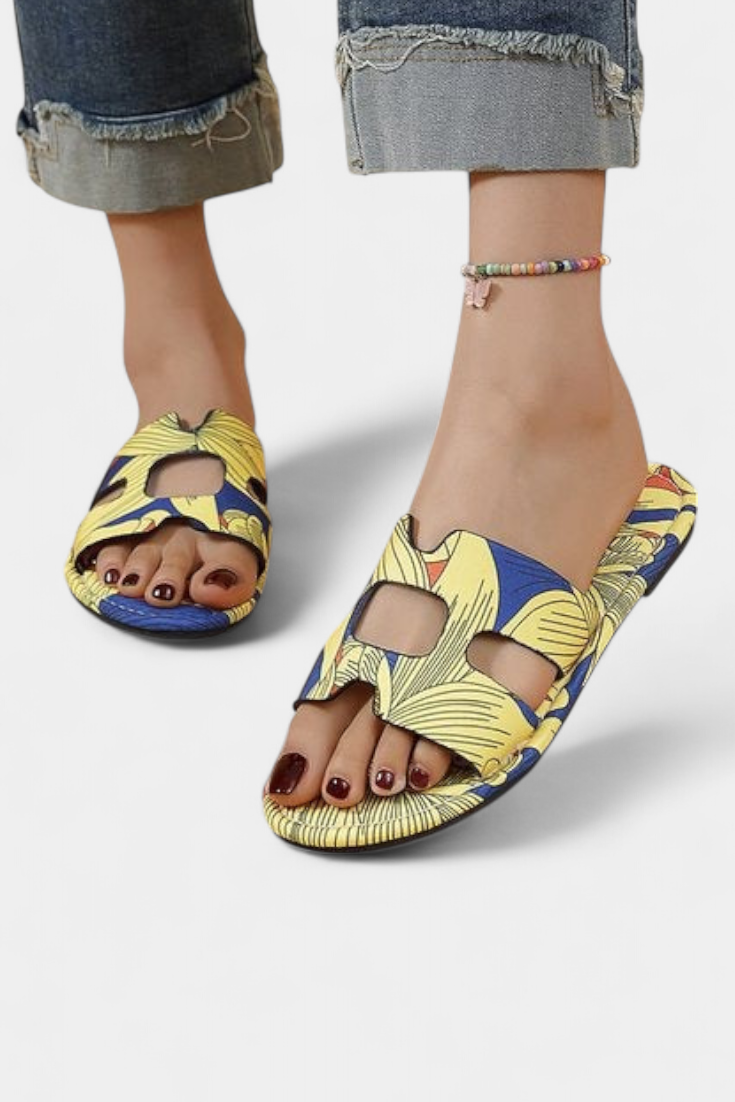 Flache Damen-Sandalen Berenice mit tropischem Muster – Ansicht 7
