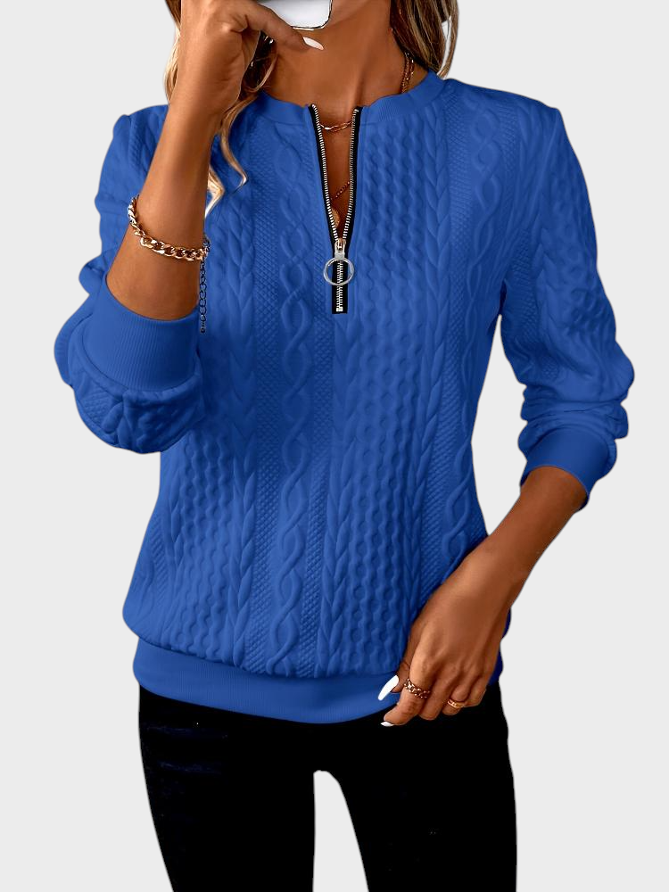 Amalie – Zopfstrick-Strickjacke für Damen mit Reißverschluss – Ansicht 6