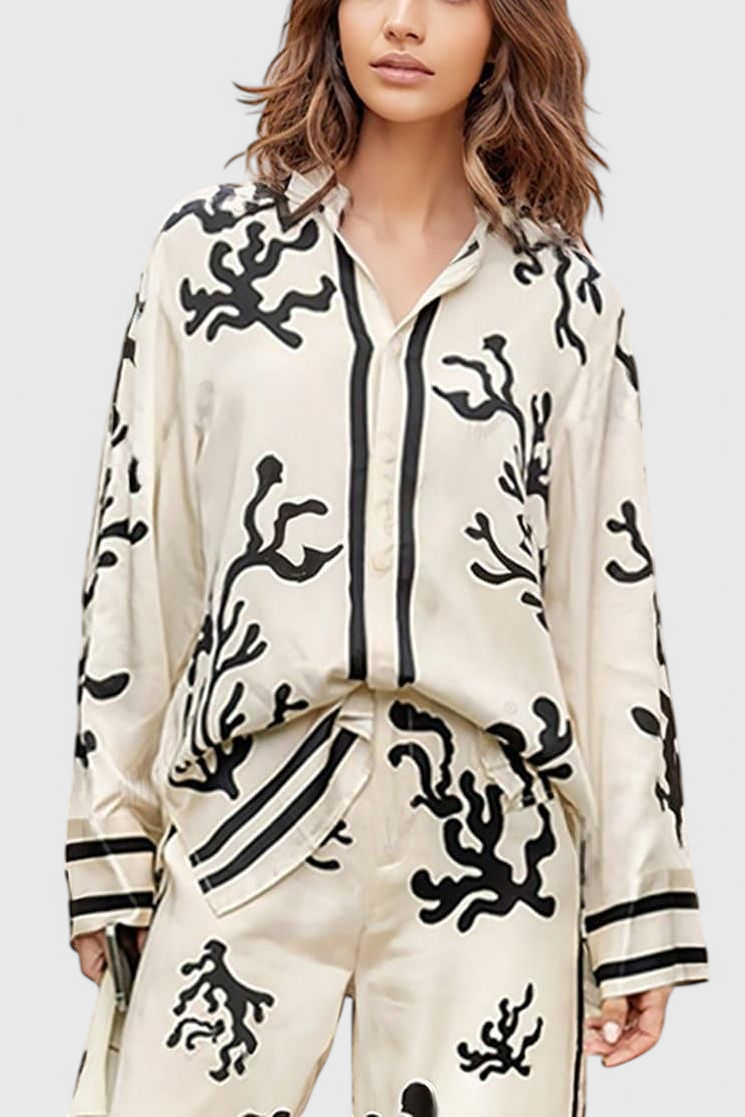 Damen-Set Nazaret mit weiter Hose und künstlerischem Print – Ansicht 3