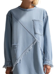Annie – Hellblaues Mini-Jeanskleid mit Fransensaum