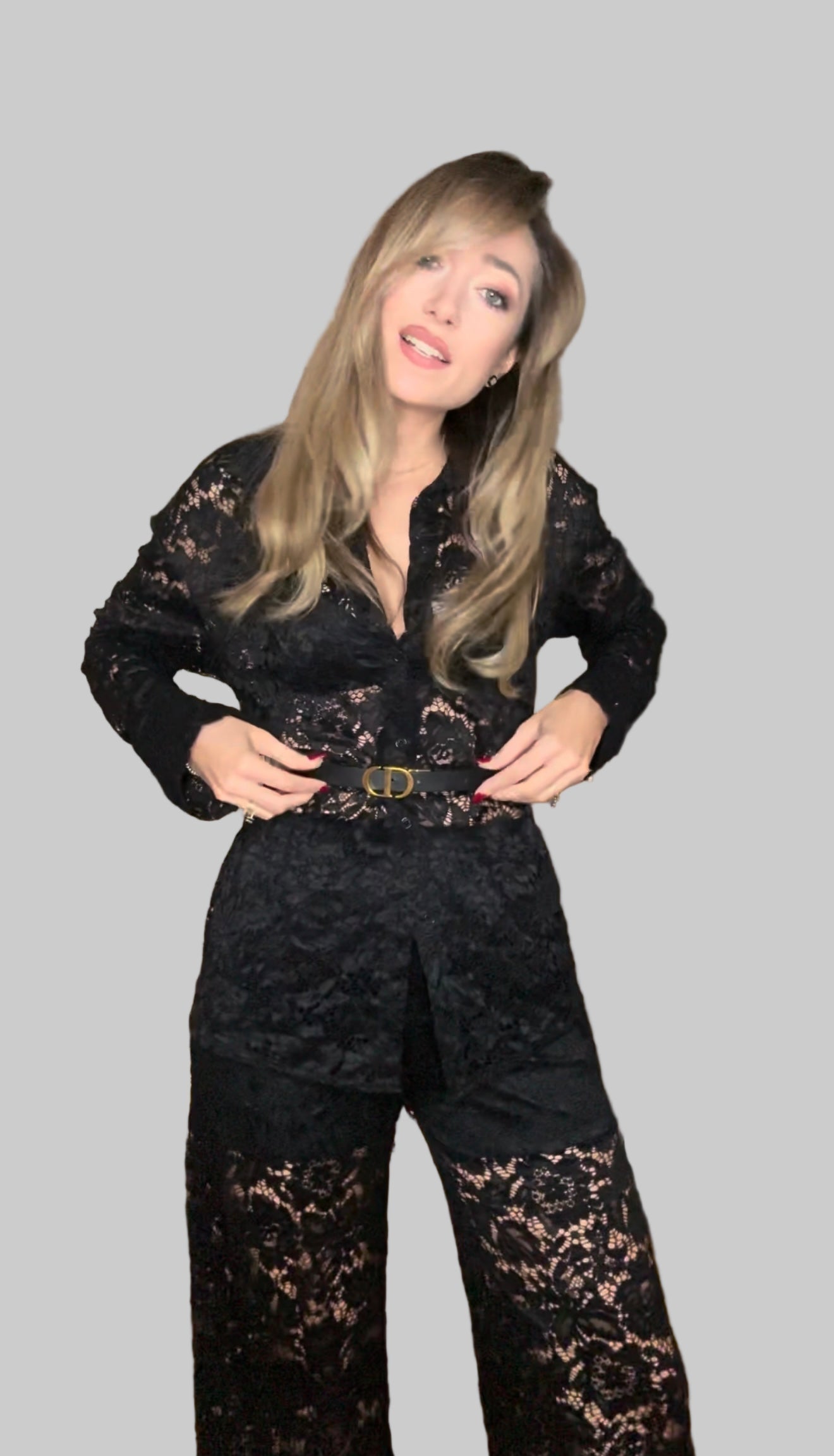Damen-Spitzen-Set mit Hemd und Hose – Ansicht 3