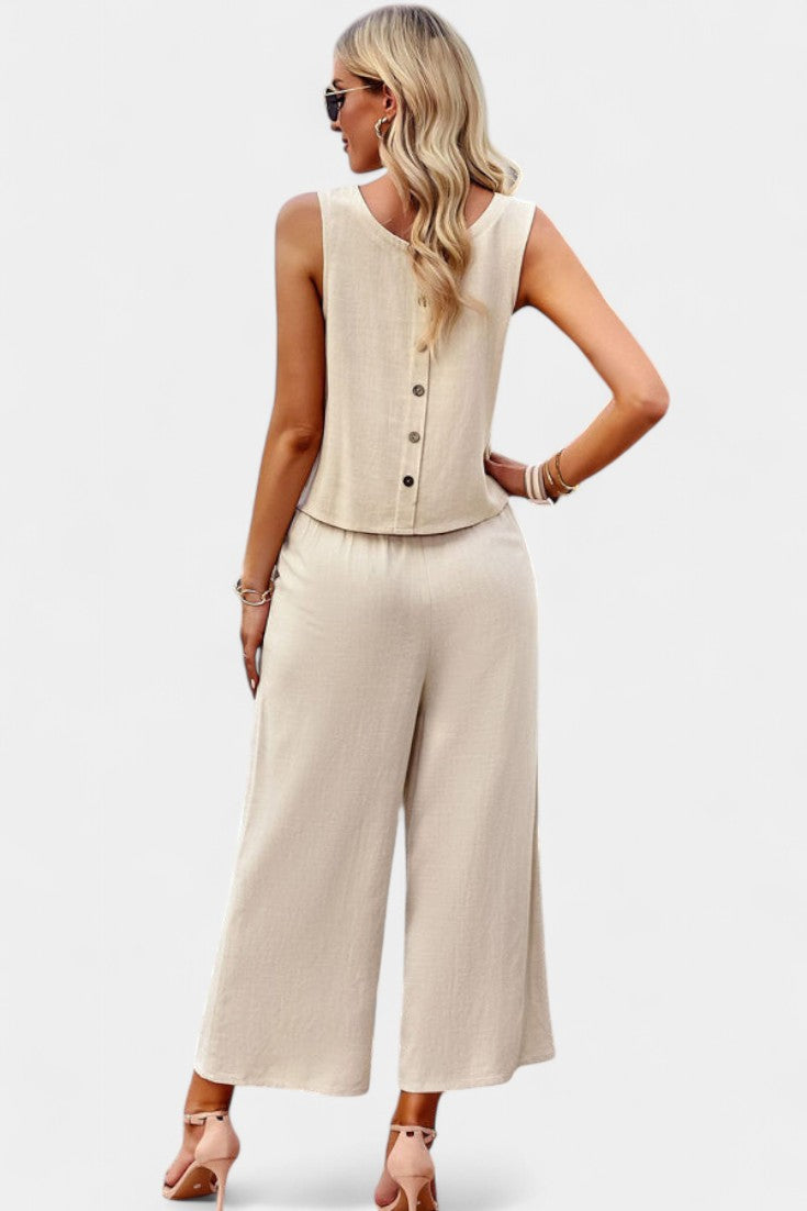 Lavinia Boho-Set mit luftigem Top und Shorts aus Leinen und Baumwolle