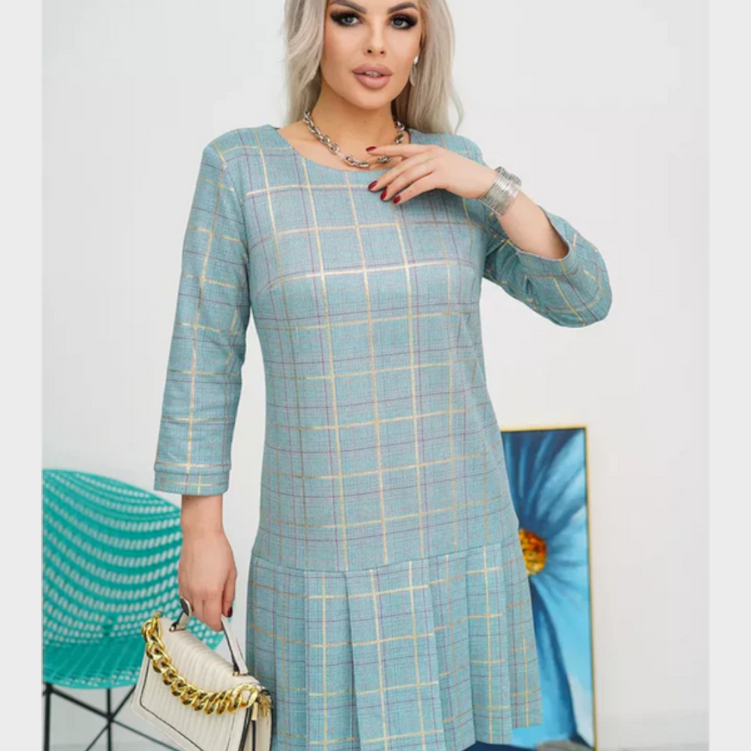 Jennie – Plisseekleid mit Karomuster in A-Linie – Ansicht 2