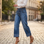 Kerstin | Cropped Jeans mit hoher Taille und weitem Bein