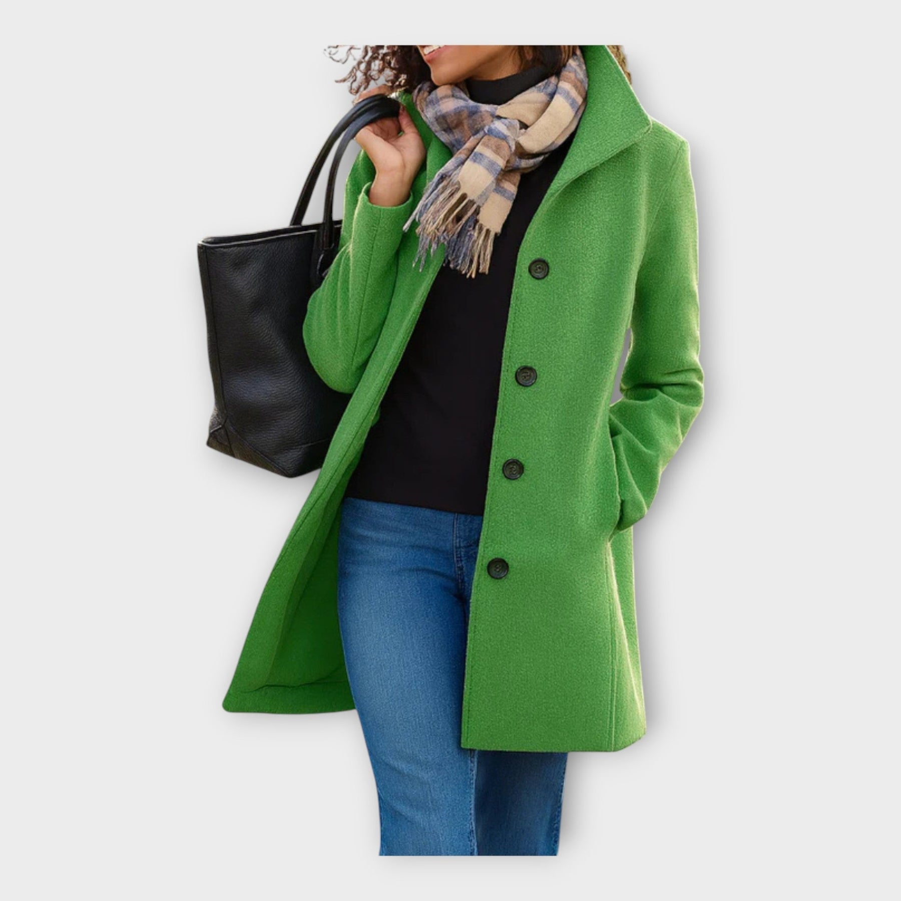 Leila – Eleganter Wollmantel für Damen mit Knöpfen – Ansicht 8